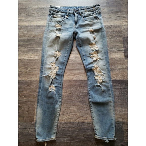 R13 Jeans Boy Skinny In Cromwell Sz 24 Distressed Made In Italy (N - Picture 5 of 11